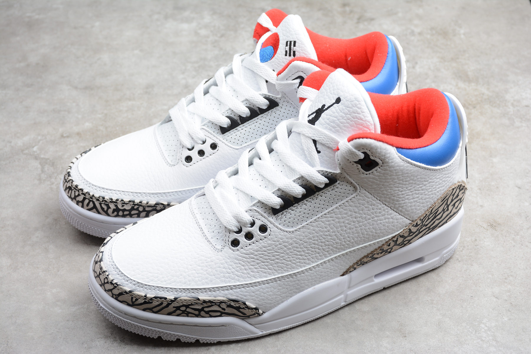 2020 Air Jordan 3 Retro White Blue Orange Shoes - Click Image to Close